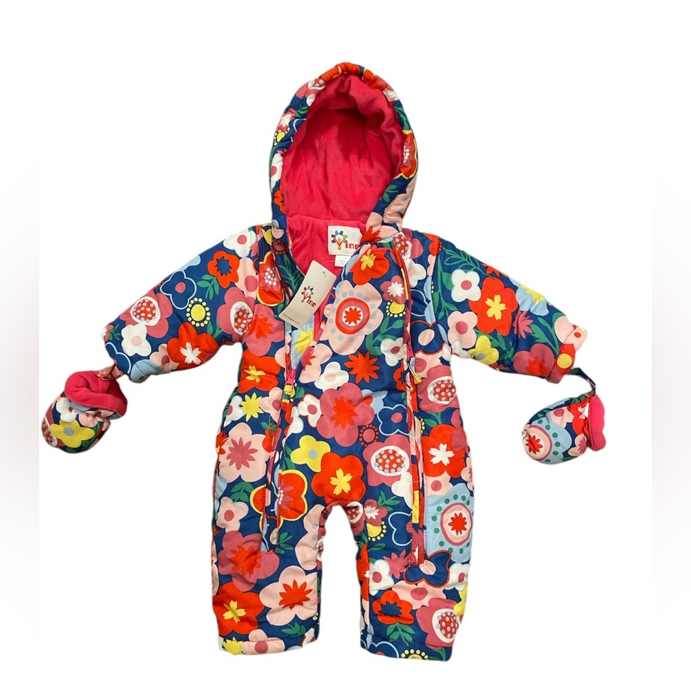 Vine Infant Snowsuit Vibrant floral With Mittens And Booties Size 6-9 months NWT